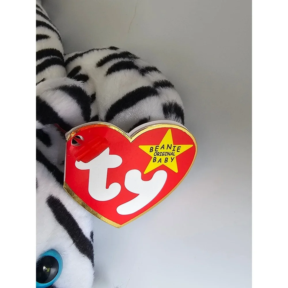 Ty Beanie Babies Blizzard White Tiger Plush 1996 Blue Eyes Heart Tag 4163